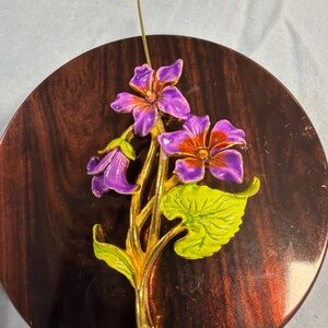 Floral Purple and Green Brooch Vintage
